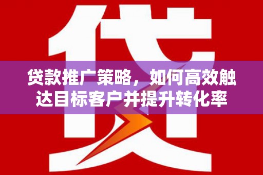 樊城贷款推广策略，如何高效触达目标客户并提升转化率