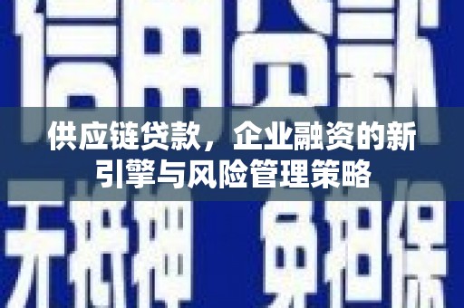 樊城供应链贷款，企业融资的新引擎与风险管理策略