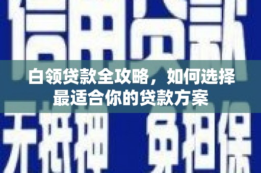 樊城白领贷款全攻略，如何选择最适合你的贷款方案